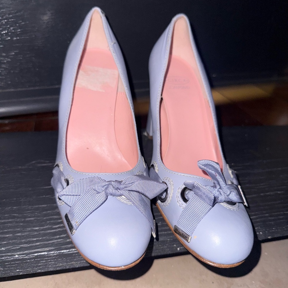 Vintage baby blue Women's Heels with Bow Accent